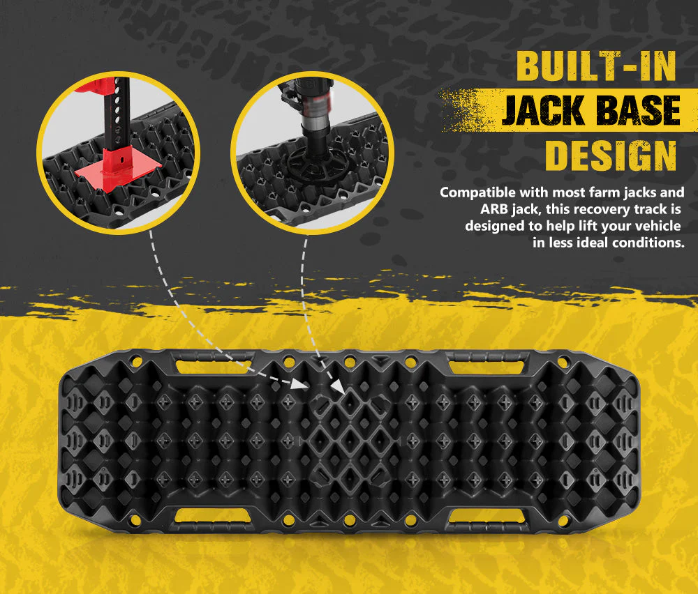 Pair 10T Recovery Tracks Sand Track with Jack Base Sand Snow Mud Trax 4WD Black - Image 3