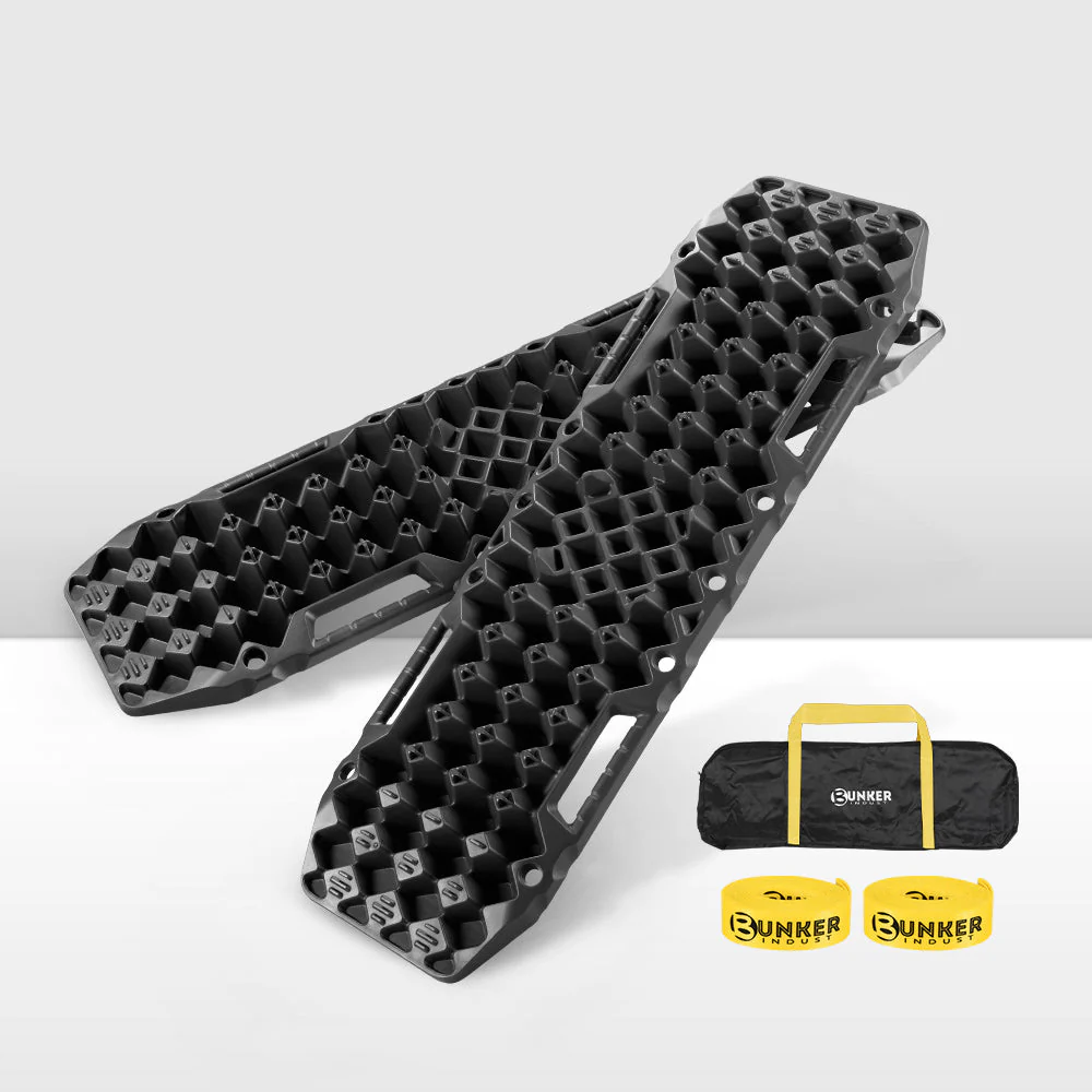 Pair 10T Recovery Tracks Sand Track with Jack Base Sand Snow Mud Trax 4WD Black - Image 2